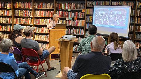 At Boswell Books in Milwaukee, Wisconsin on 25 September 2025 , Laurie Lawlor presenting Many V oices
